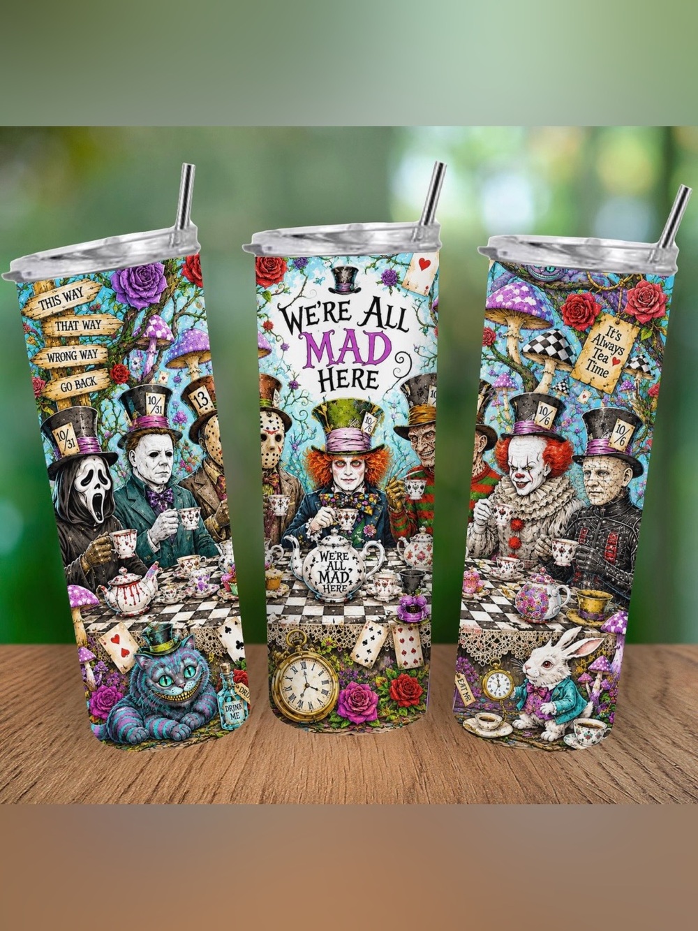 We’re All Mad Here Alice-in-Wonderland Stainless Tumbler - Colorful
